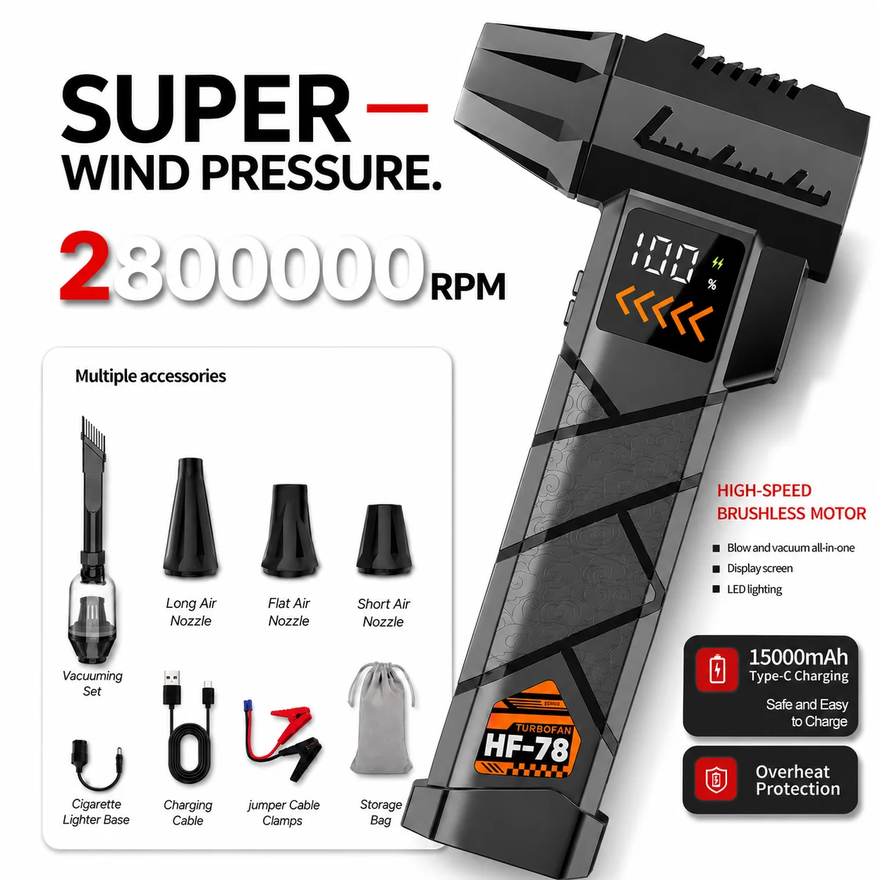 Super Powerful 2800000RPM Elec - Dryer Car Blower recension och pris